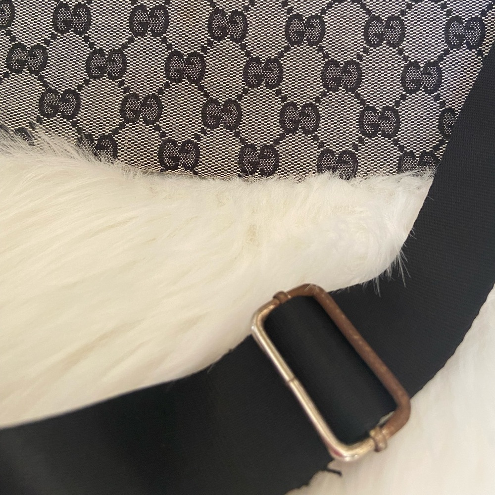 Black and Beige Canvas Satchel Belt Bag - Picture 9 of 9